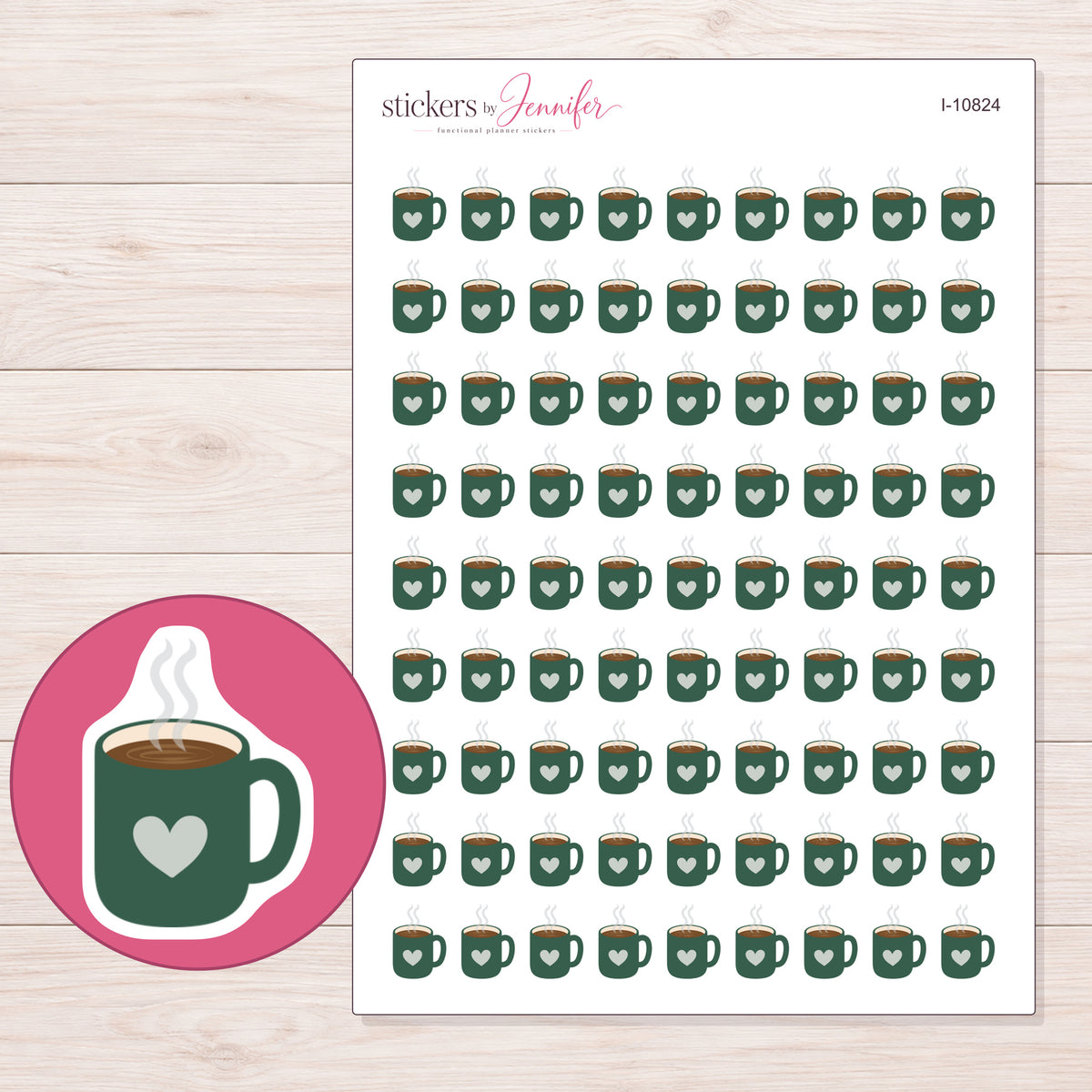 I-10824 planner sticker sheet with enlarged sticker detail