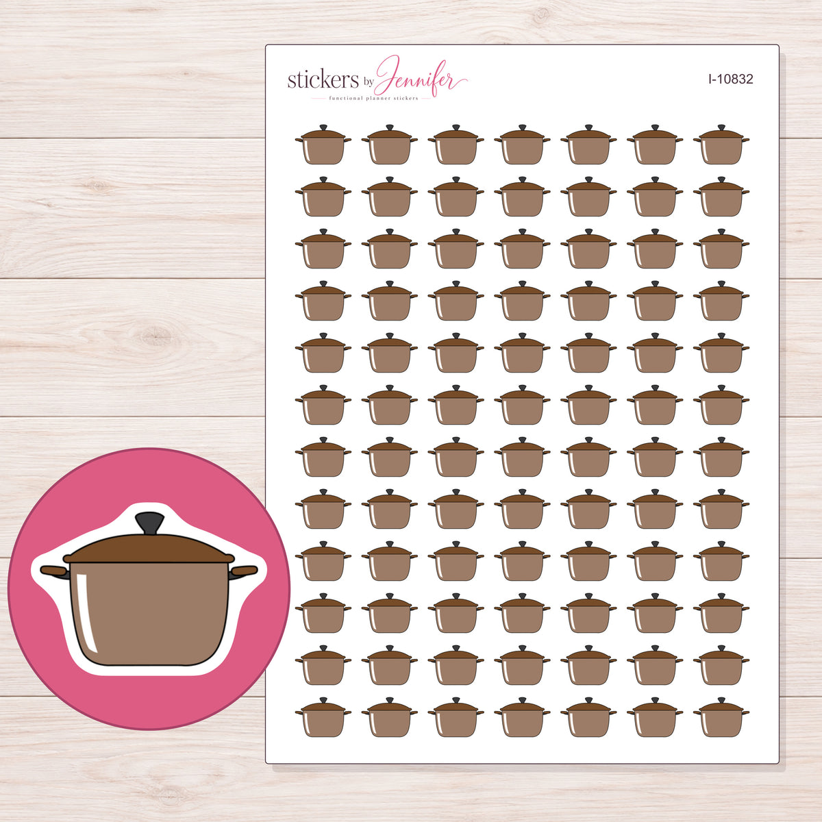 I-10832 planner sticker sheet with enlarged sticker detail