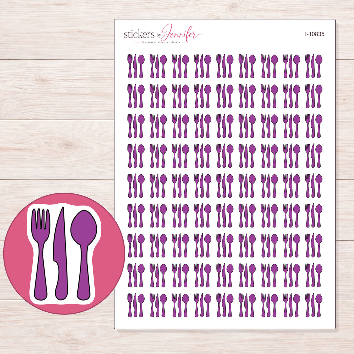 I-10835 planner sticker sheet with enlarged sticker detail