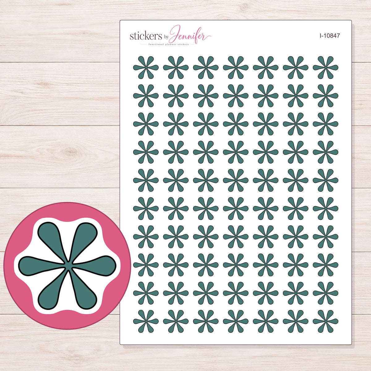 I-10847 planner sticker sheet with enlarged sticker detail