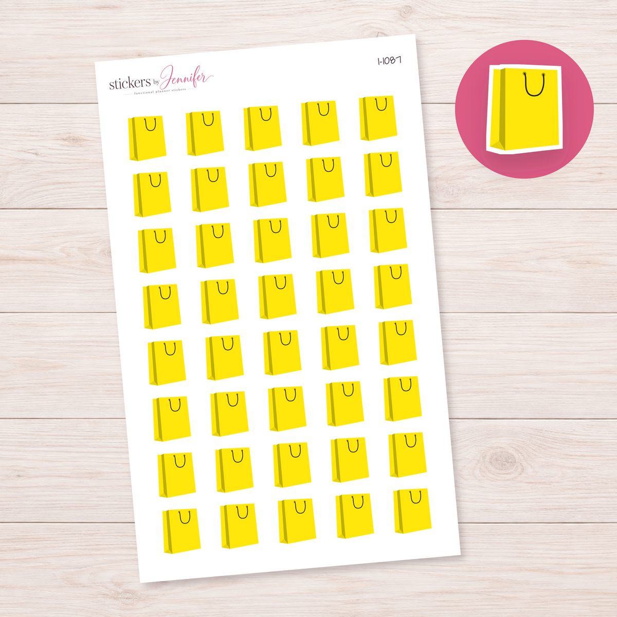 Yellow Shopping Bag Planner Stickers | I-1087