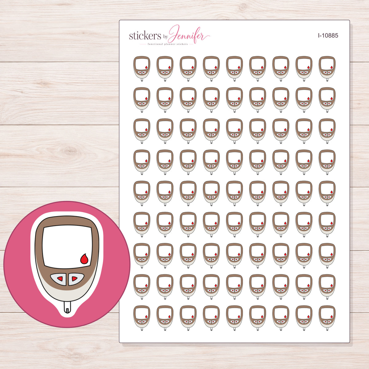 I-10885 planner sticker sheet with enlarged sticker detail