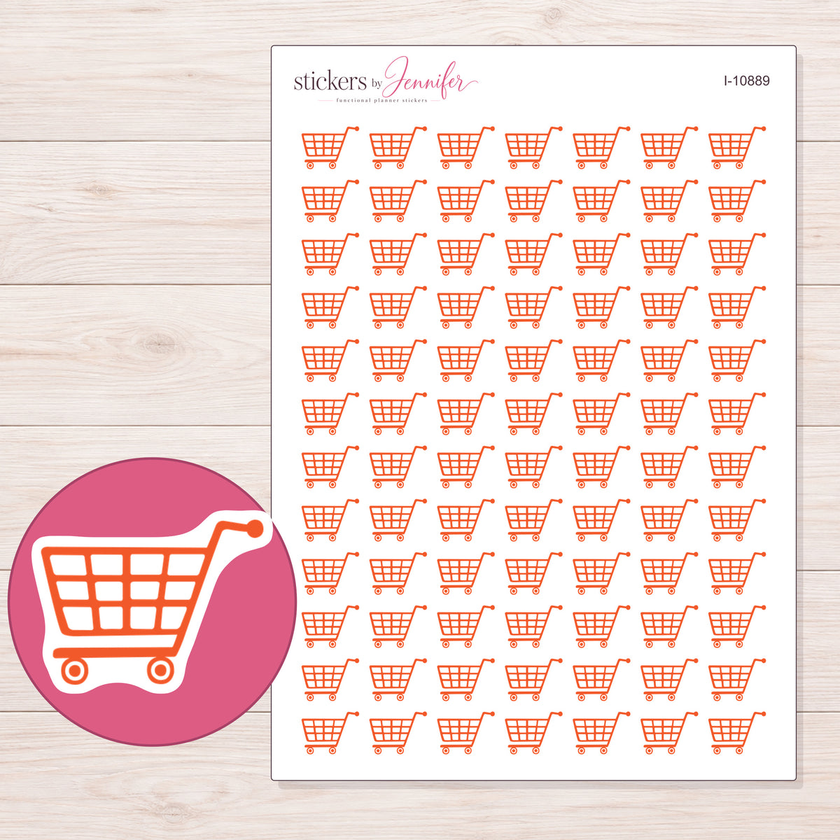 I-10889 planner sticker sheet with enlarged sticker detail