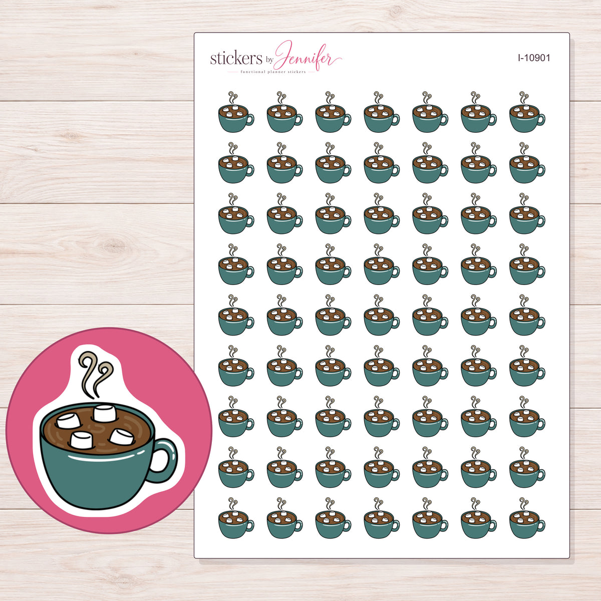 I-10901 planner sticker sheet with enlarged sticker detail