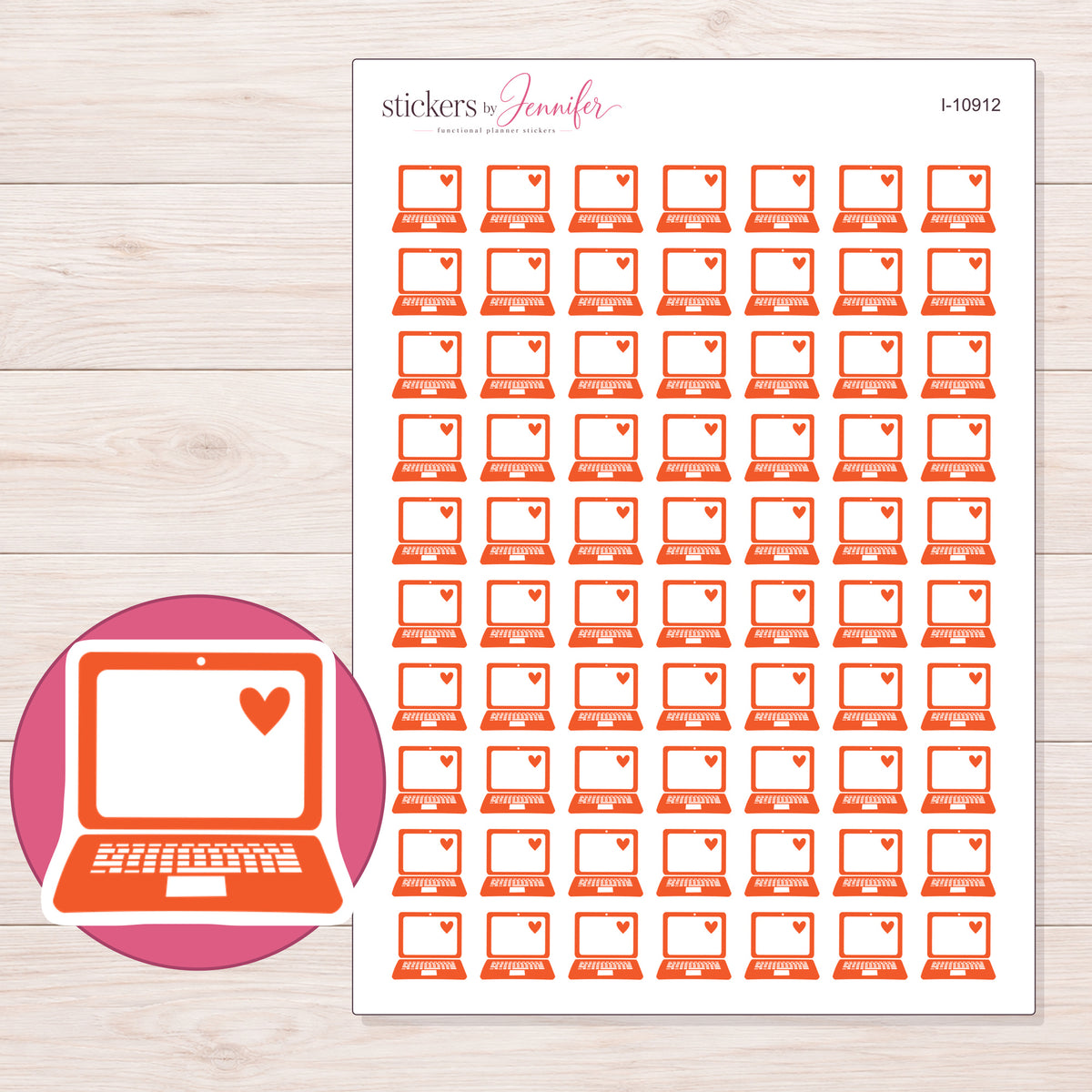 I-10912 planner sticker sheet with enlarged sticker detail