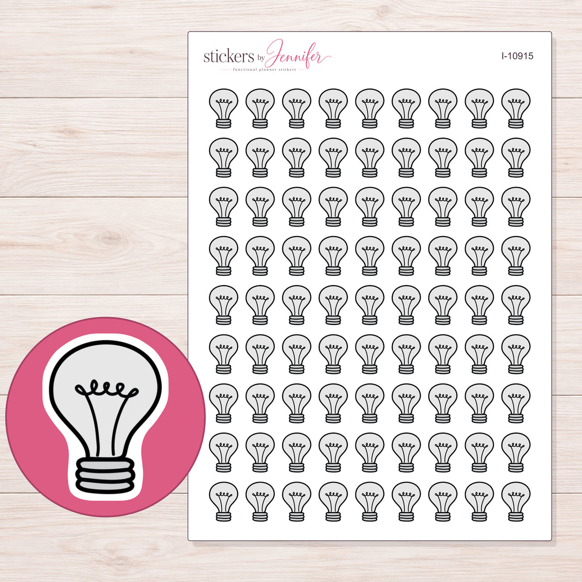 I-10915 planner sticker sheet with enlarged sticker detail
