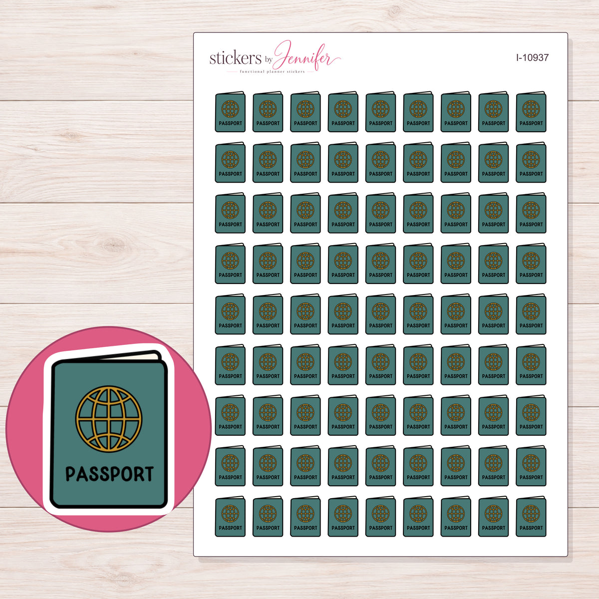 I-10937 planner sticker sheet with enlarged sticker detail