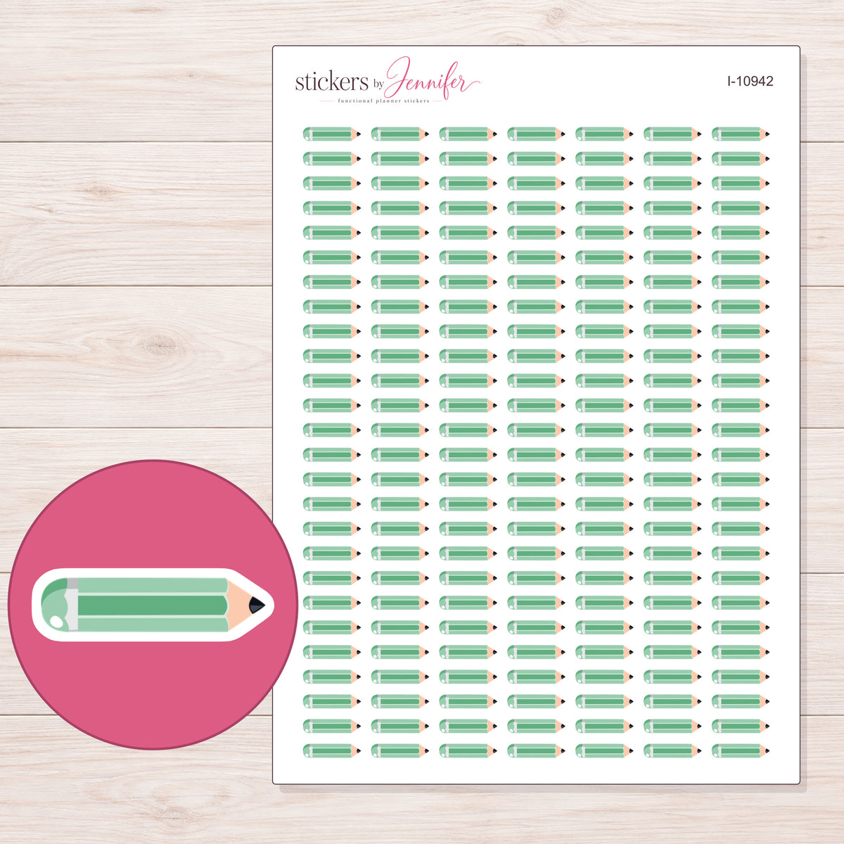 I-10942 planner sticker sheet with enlarged sticker detail