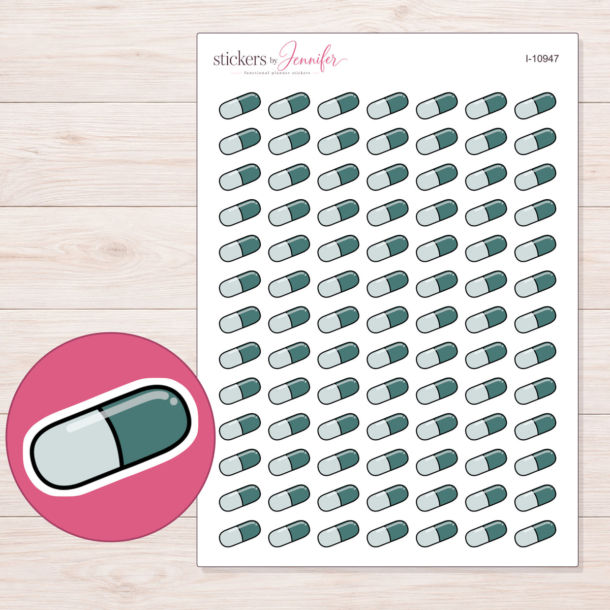 I-10947 planner sticker sheet with enlarged sticker detail
