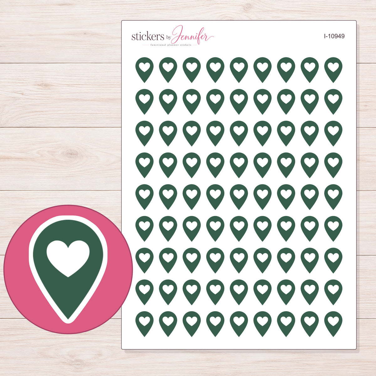 I-10949 planner sticker sheet with enlarged sticker detail