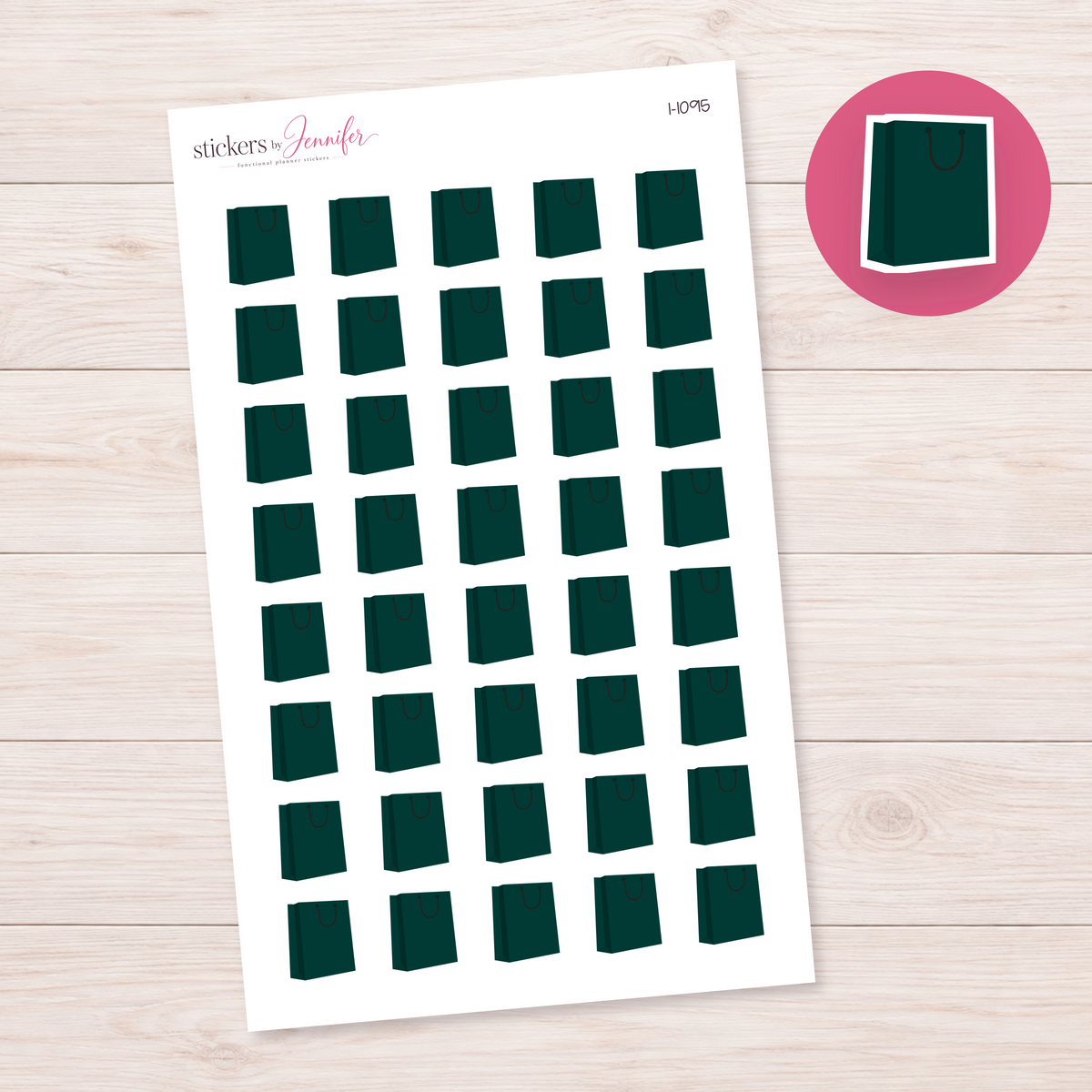 Deep Teal Shopping Bag Planner Stickers | I-1095
