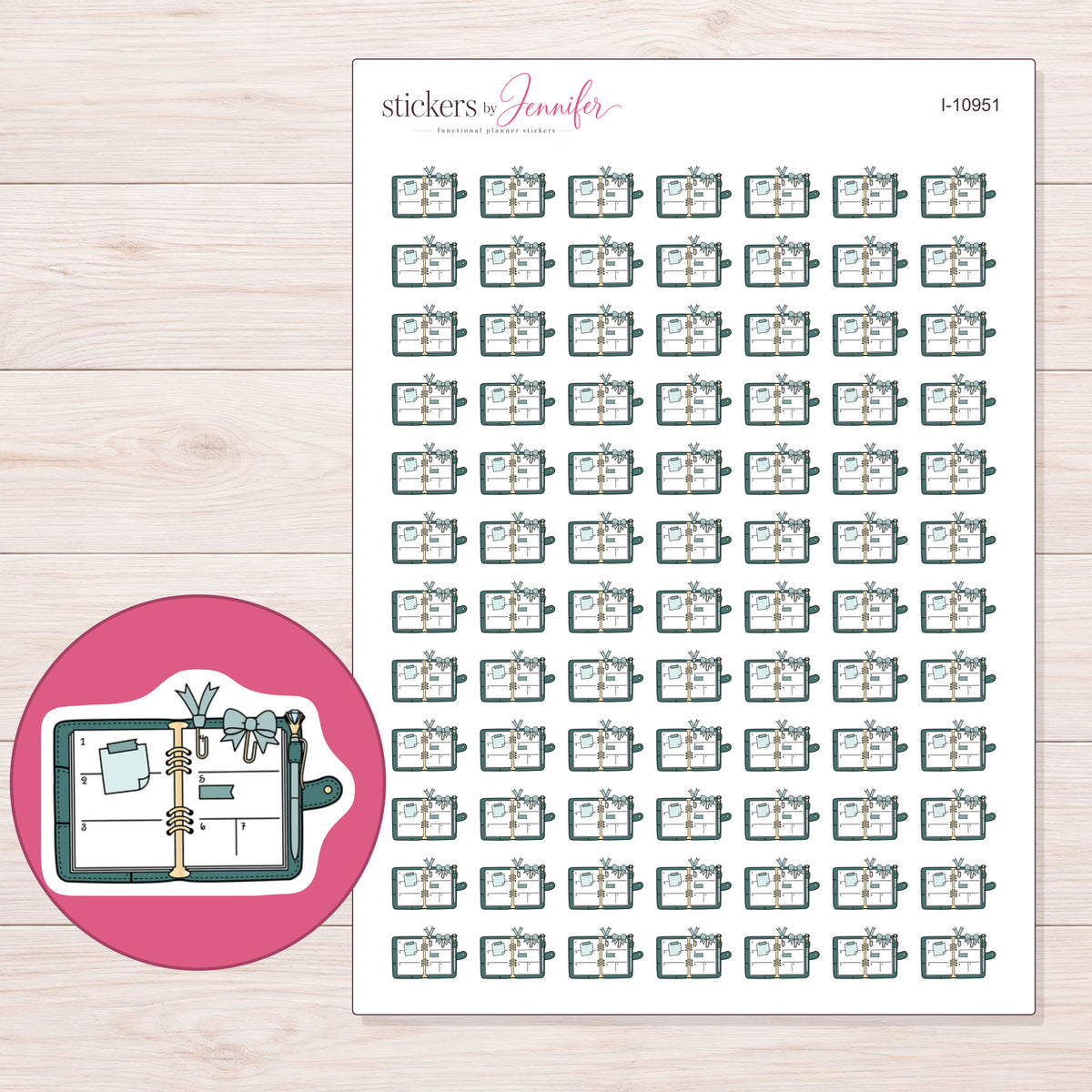 I-10951 planner sticker sheet with enlarged sticker detail