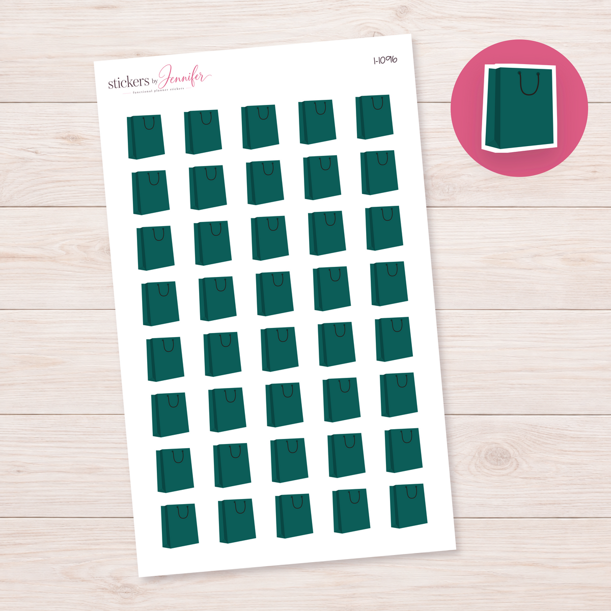 Teal Shopping Bag Planner Stickers | I-1096