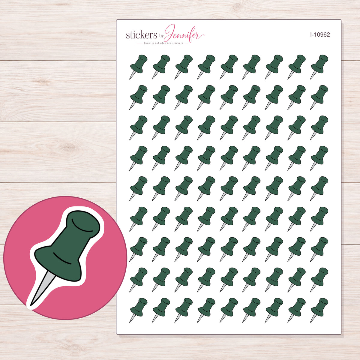 I-10962 planner sticker sheet with enlarged sticker detail