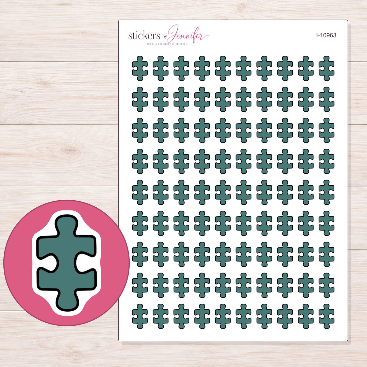 I-10963 planner sticker sheet with enlarged sticker detail