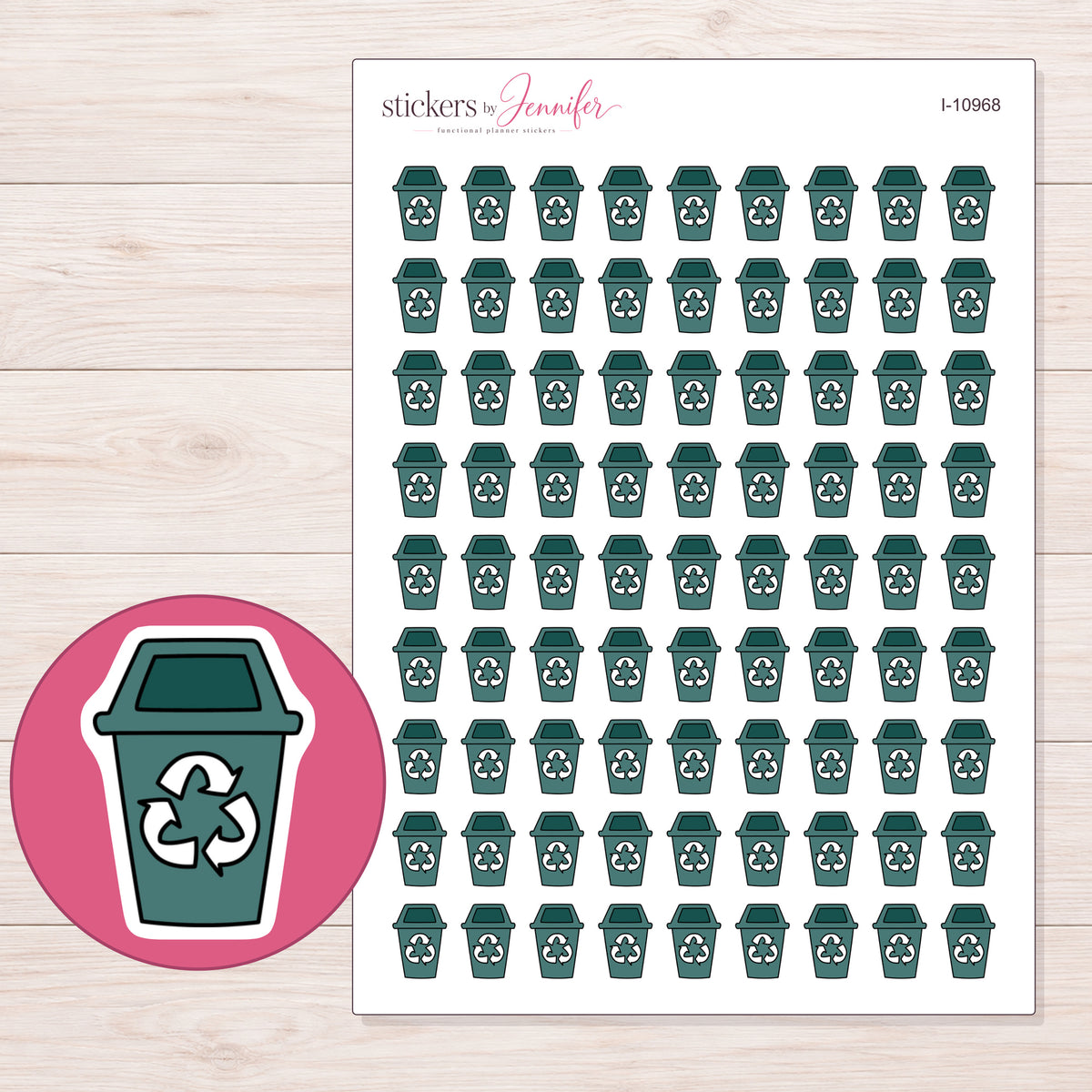 I-10968 planner sticker sheet with enlarged sticker detail