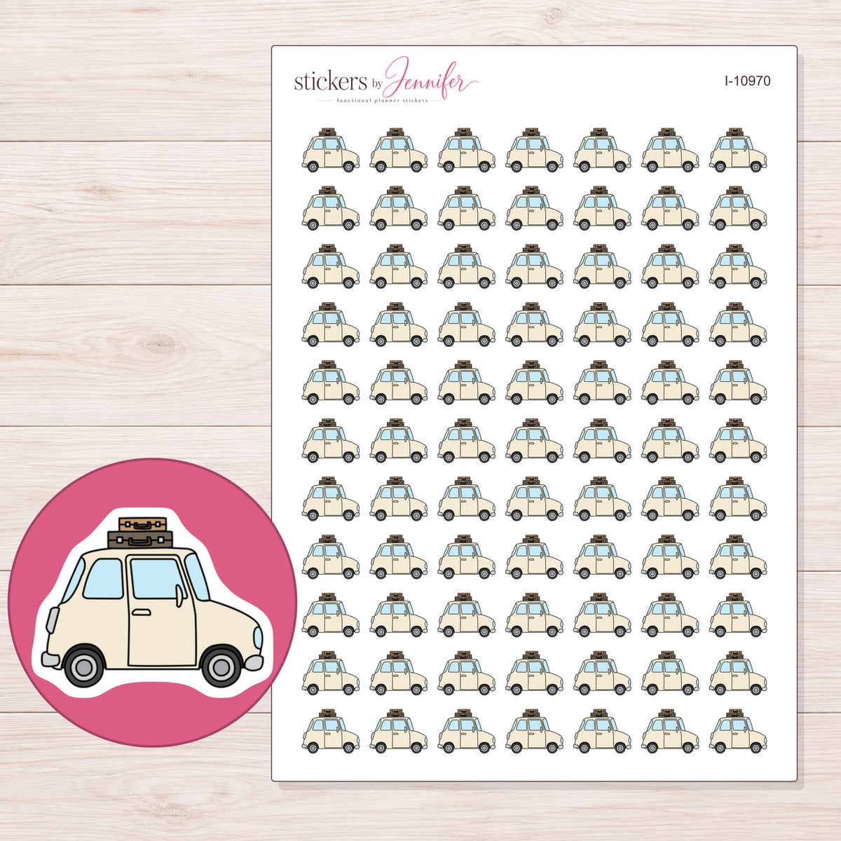 I-10970 planner sticker sheet with enlarged sticker detail