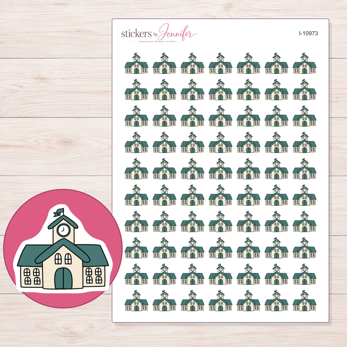 I-10973 planner sticker sheet with enlarged sticker detail