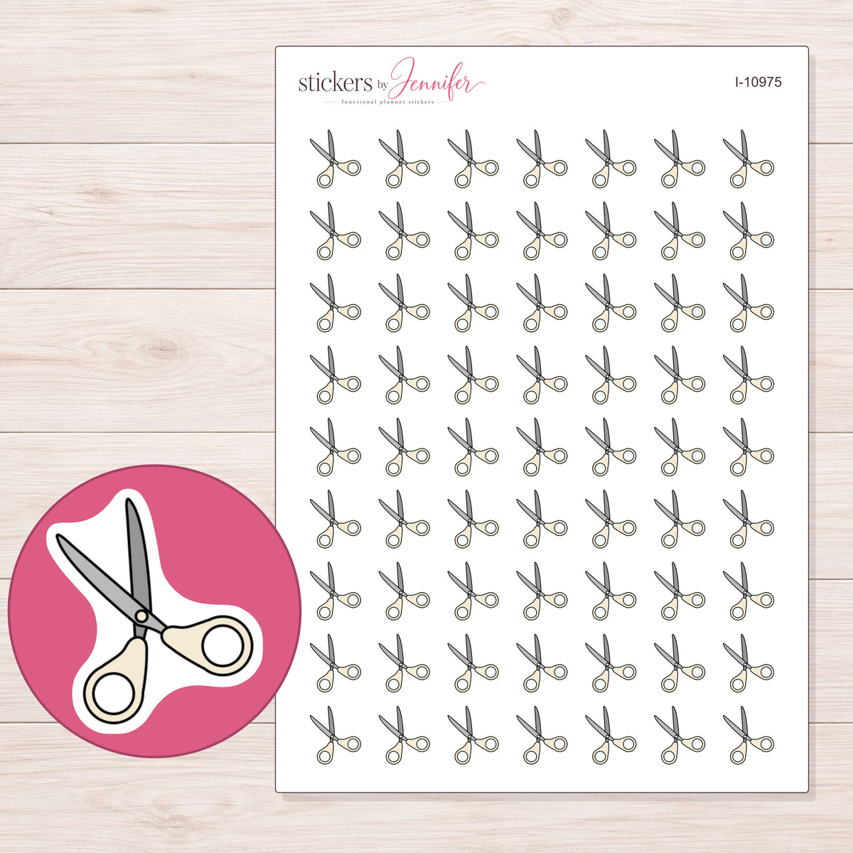 I-10975 planner sticker sheet with enlarged sticker detail