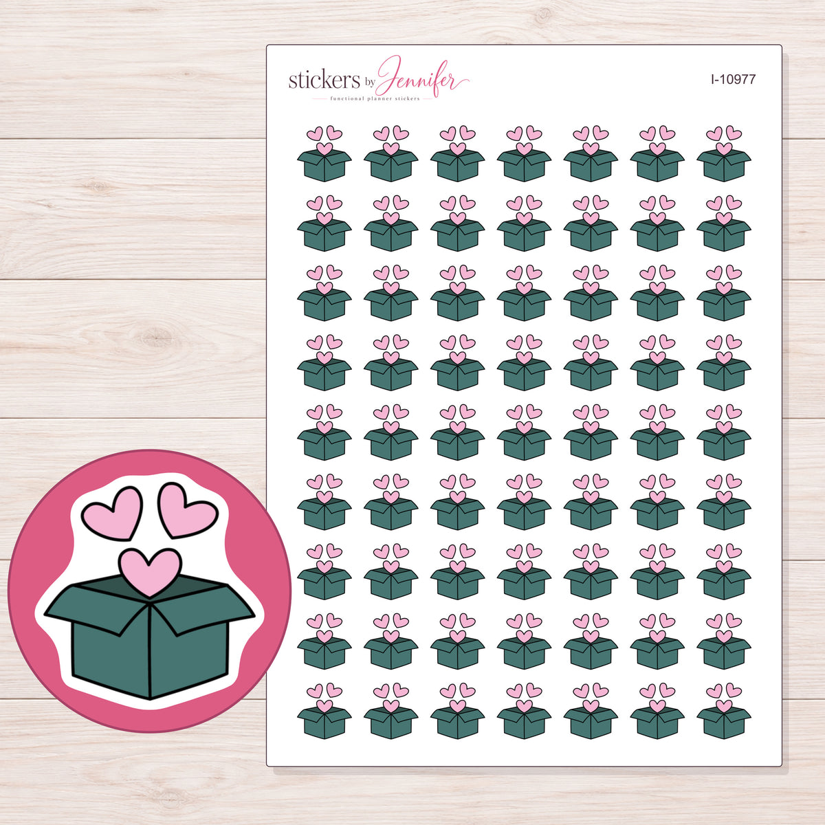 I-10977 planner sticker sheet with enlarged sticker detail