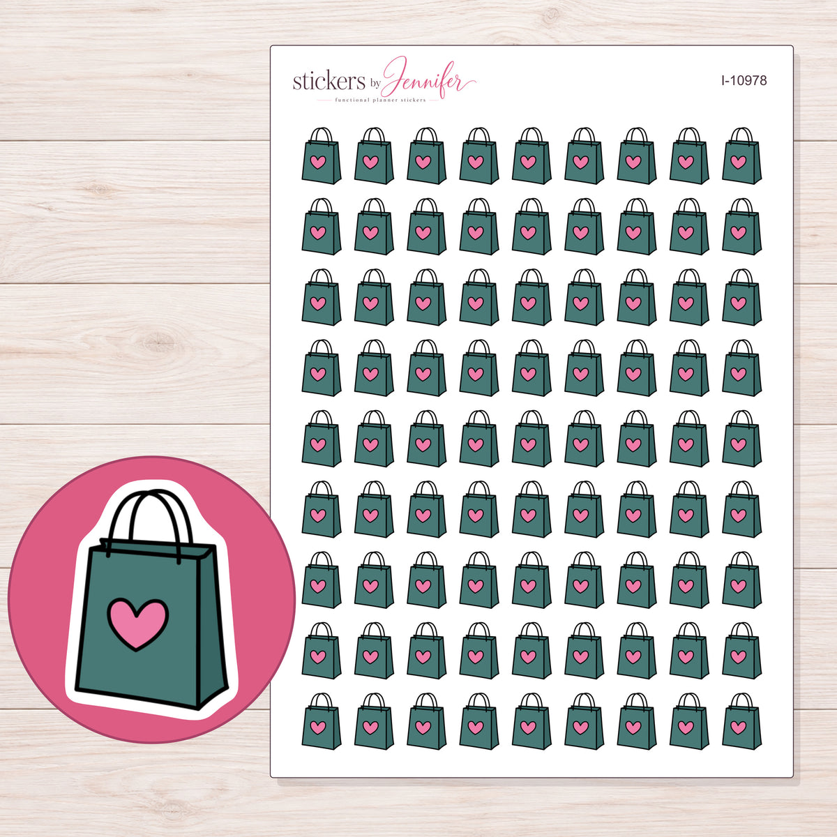 I-10978 planner sticker sheet with enlarged sticker detail