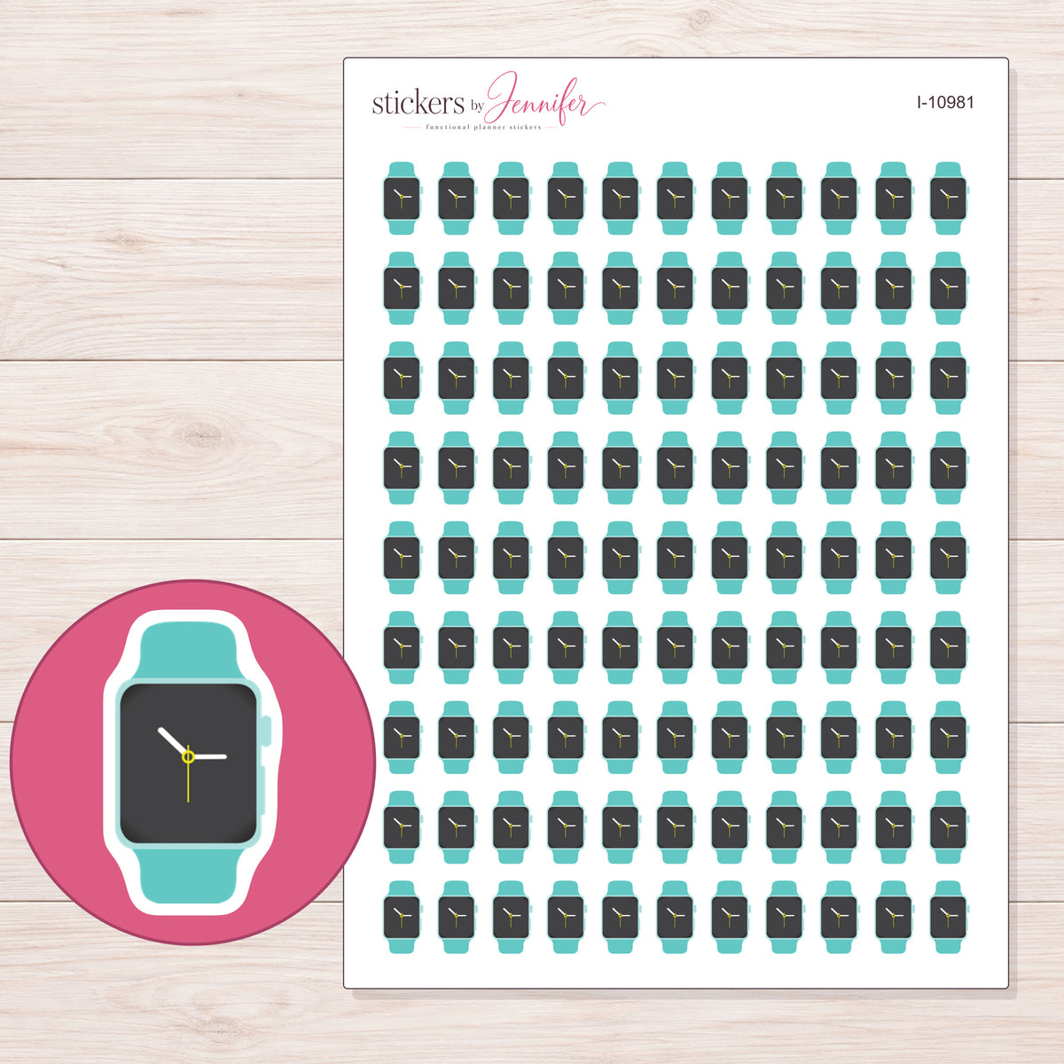 I-10981 planner sticker sheet with enlarged sticker detail
