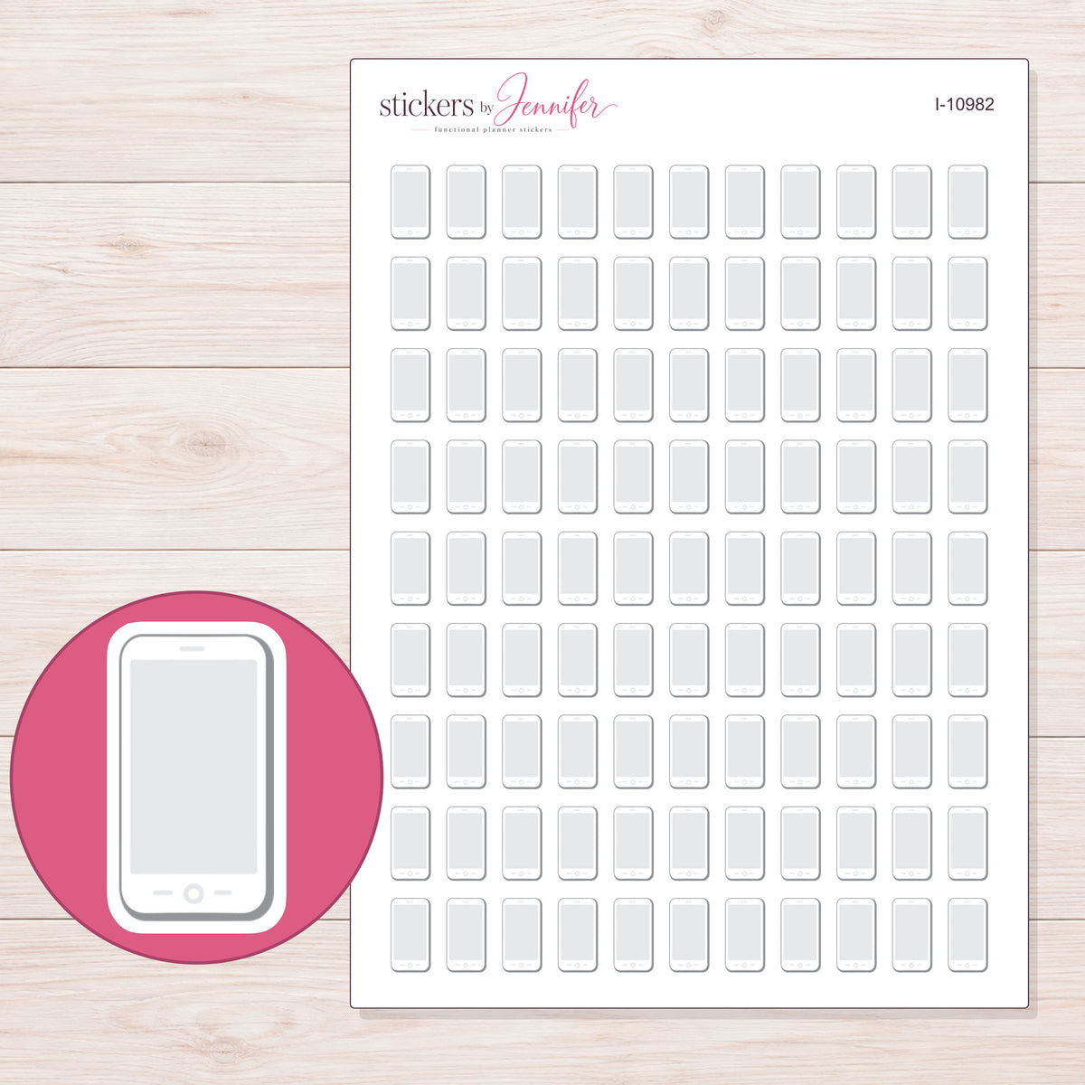 I-10982 planner sticker sheet with enlarged sticker detail