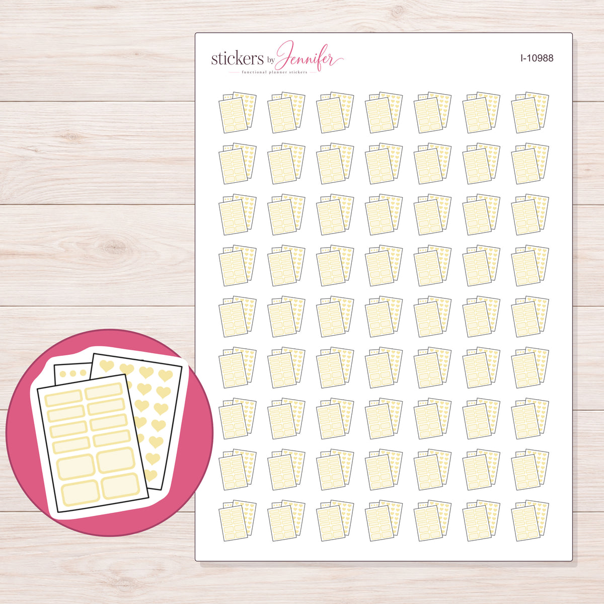 I-10988 planner sticker sheet with enlarged sticker detail