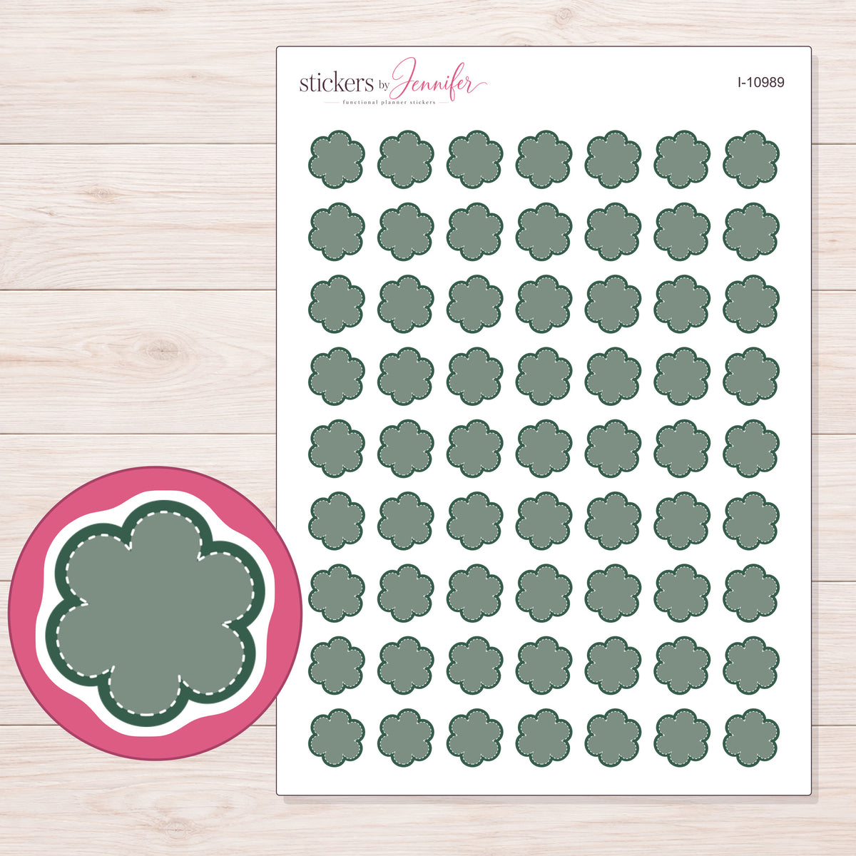 I-10989 planner sticker sheet with enlarged sticker detail