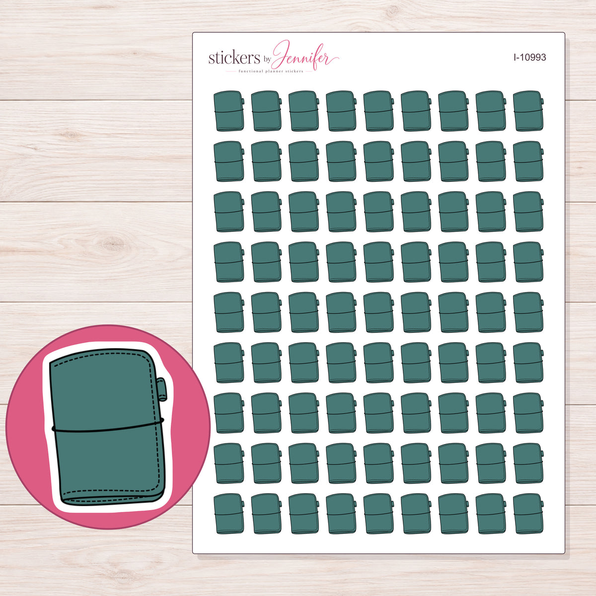 I-10993 planner sticker sheet with enlarged sticker detail