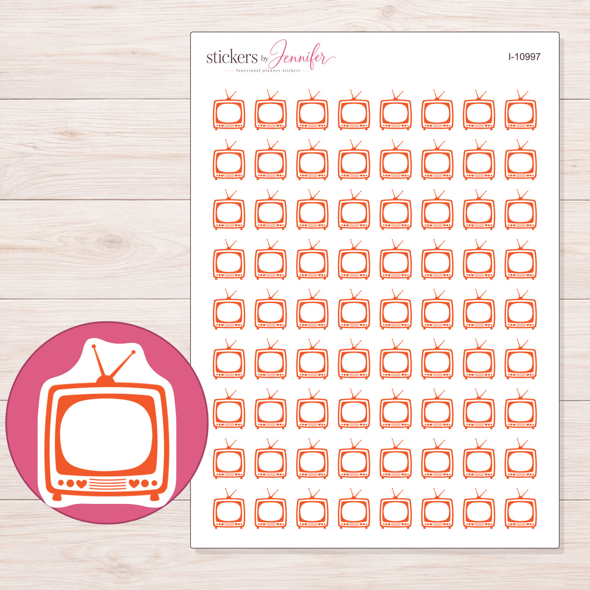 I-10997 planner sticker sheet with enlarged sticker detail