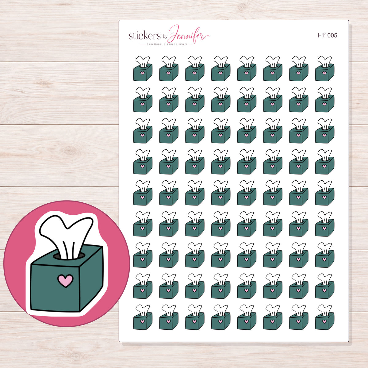 I-11005 planner sticker sheet with enlarged sticker detail