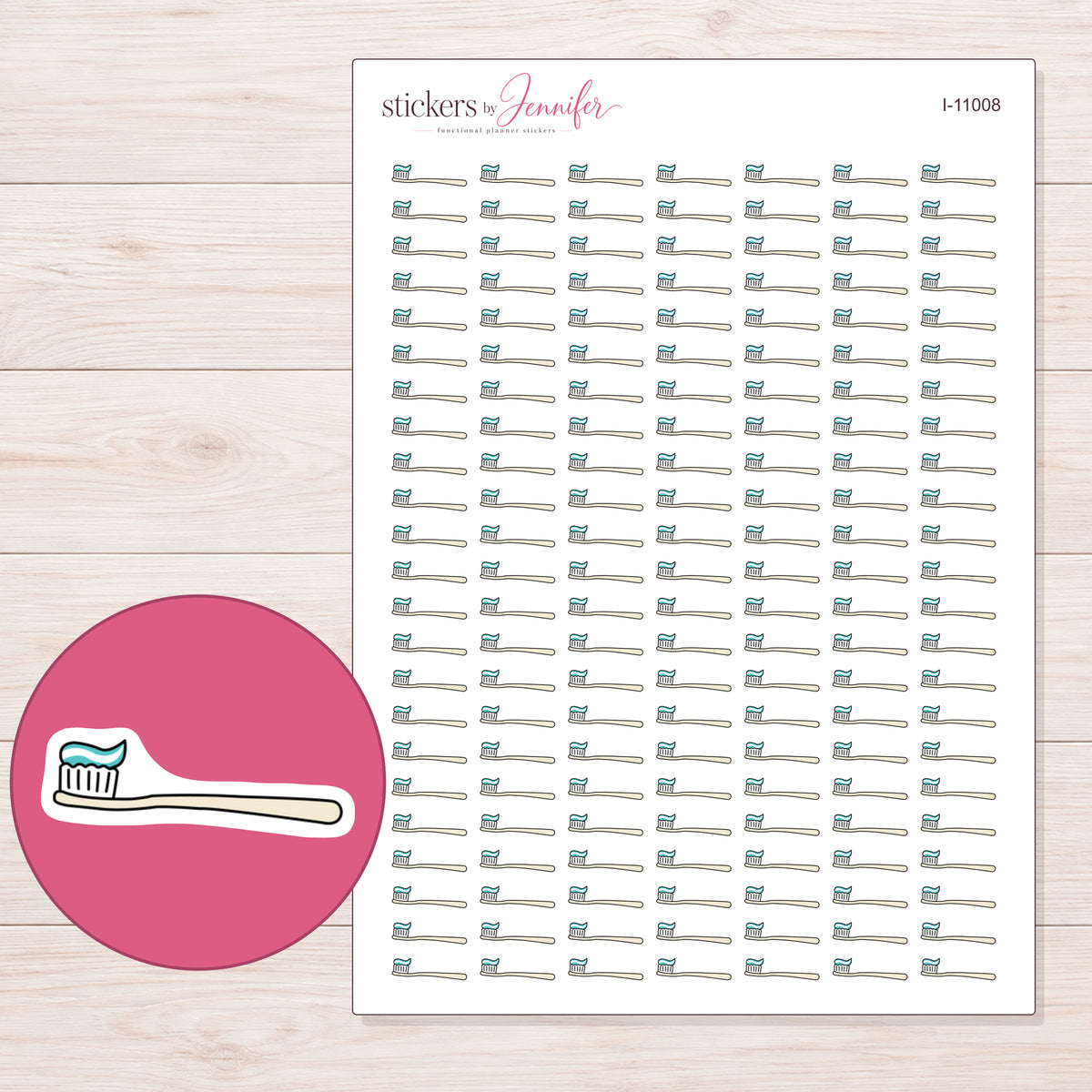I-11008 planner sticker sheet with enlarged sticker detail
