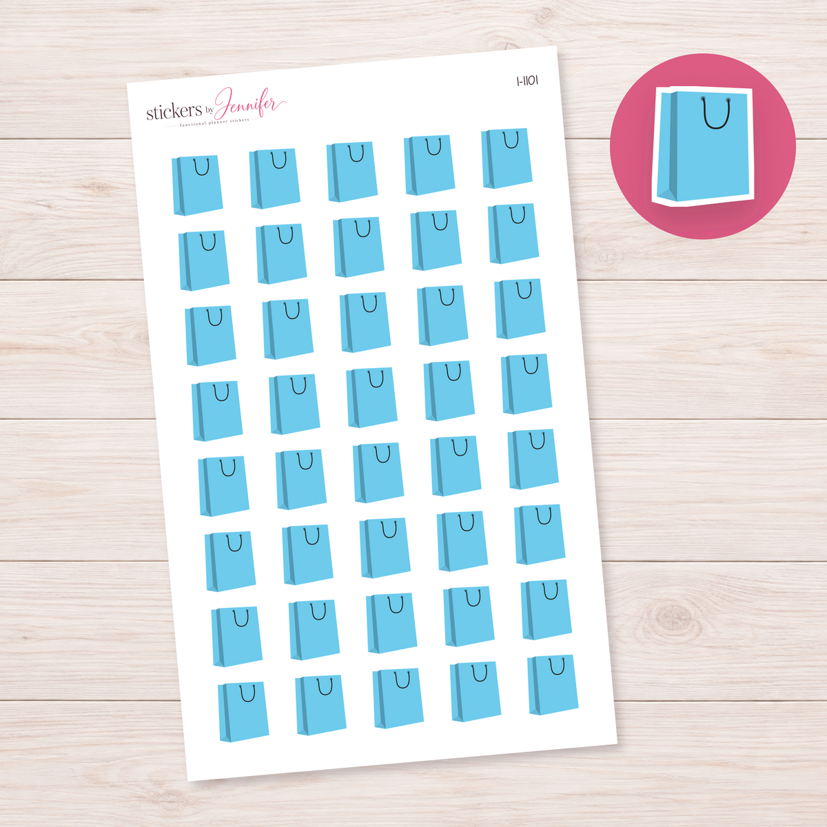 Sky Blue Shopping Bag Planner Stickers | I-1101