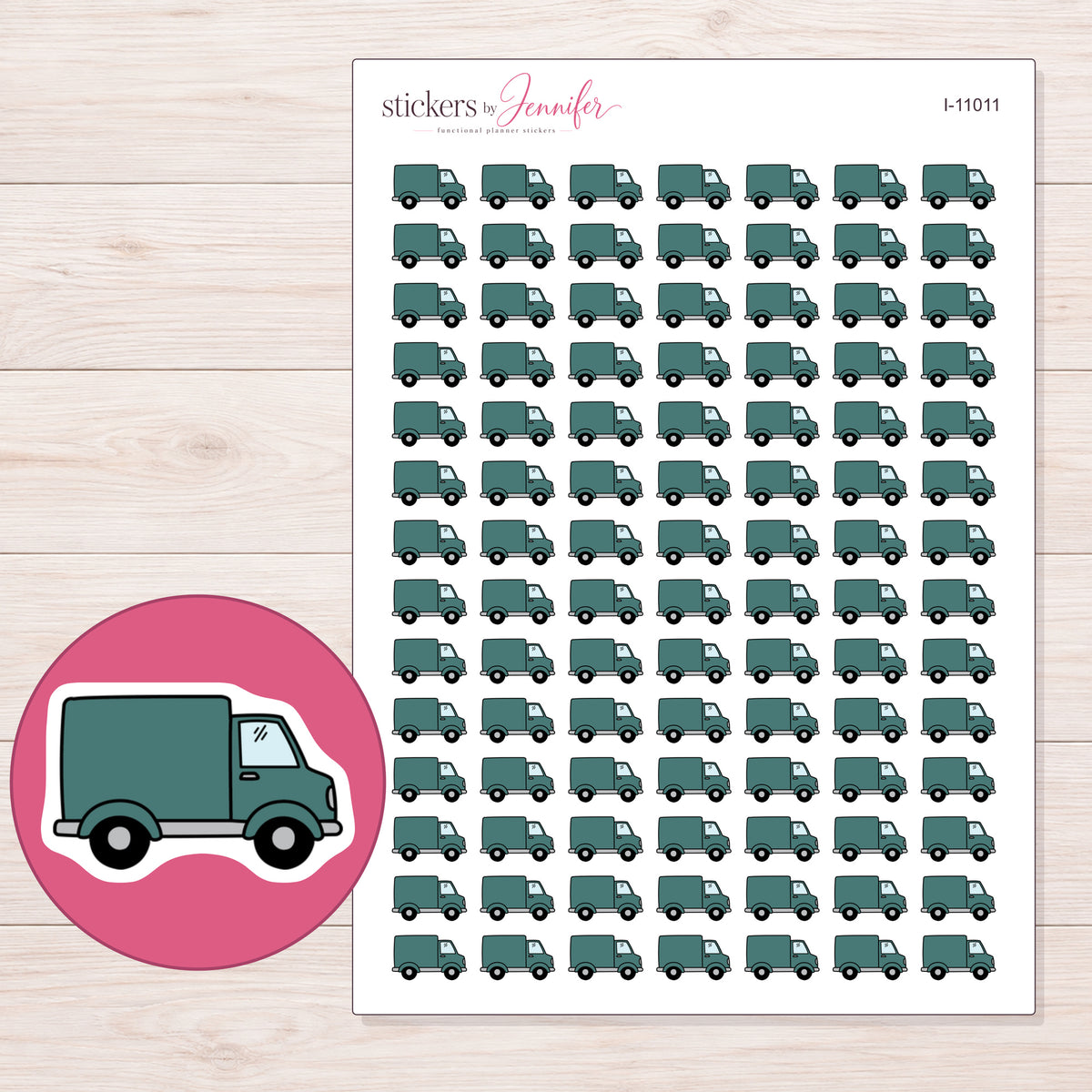 I-11011 planner sticker sheet with enlarged sticker detail