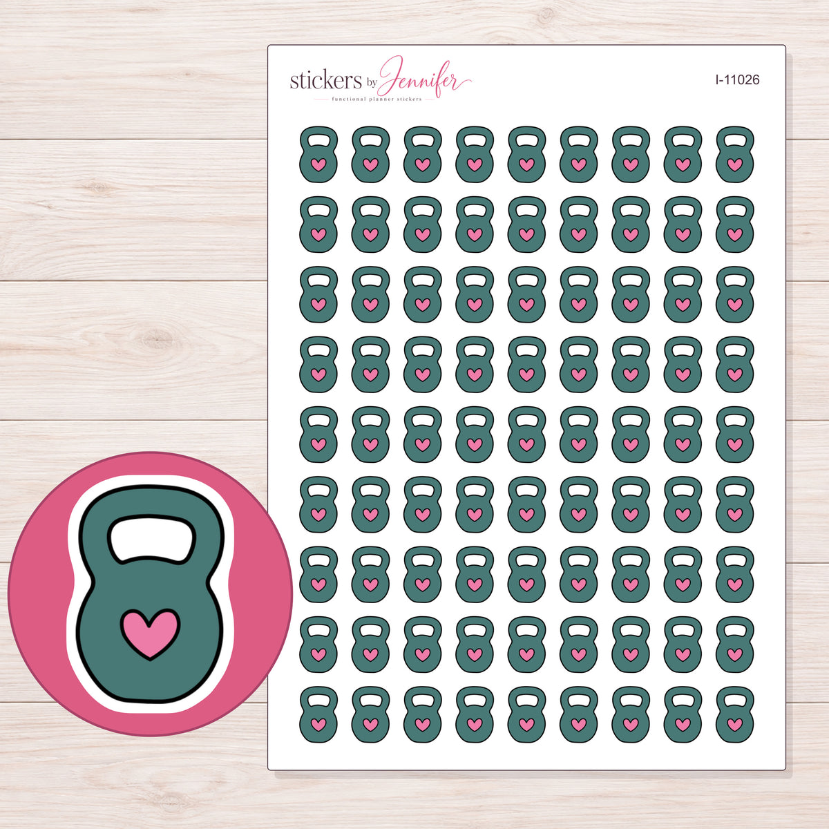 I-11026 planner sticker sheet with enlarged sticker detail