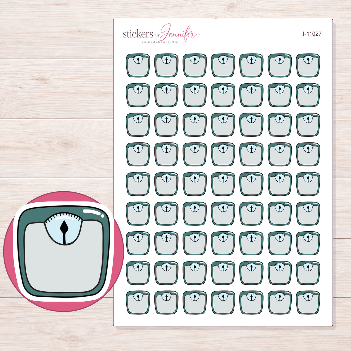 I-11027 planner sticker sheet with enlarged sticker detail