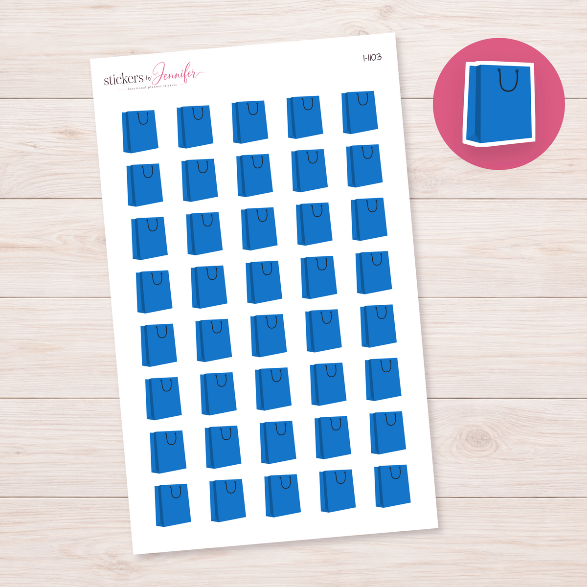Blue Shopping Bag Planner Stickers | I-1103