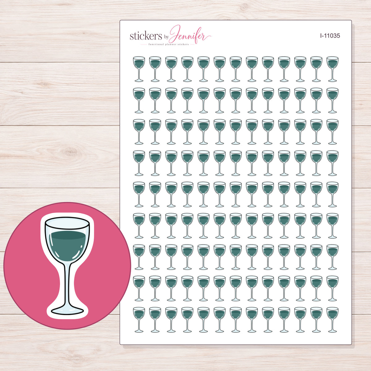 I-11035 planner sticker sheet with enlarged sticker detail