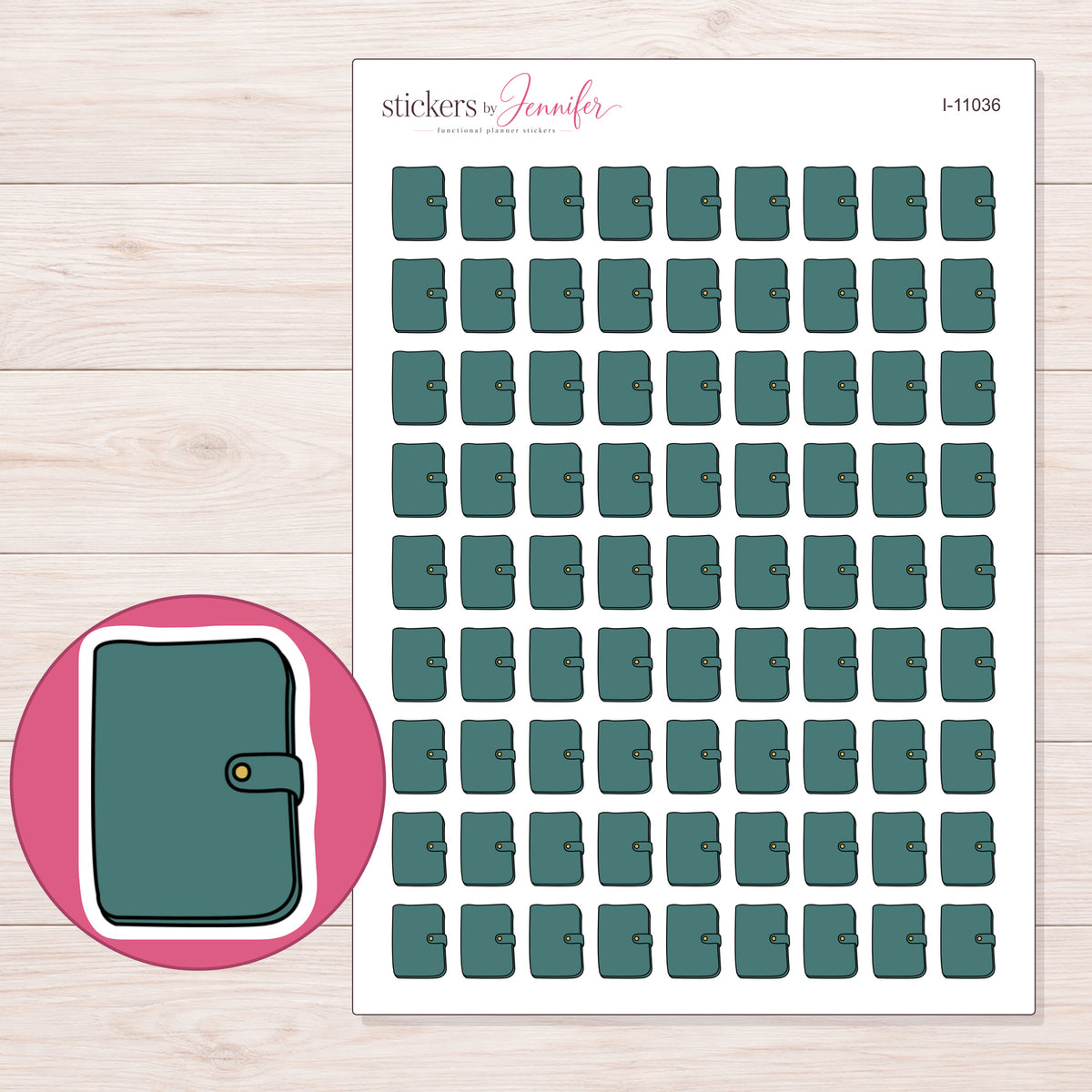 I-11036 planner sticker sheet with enlarged sticker detail