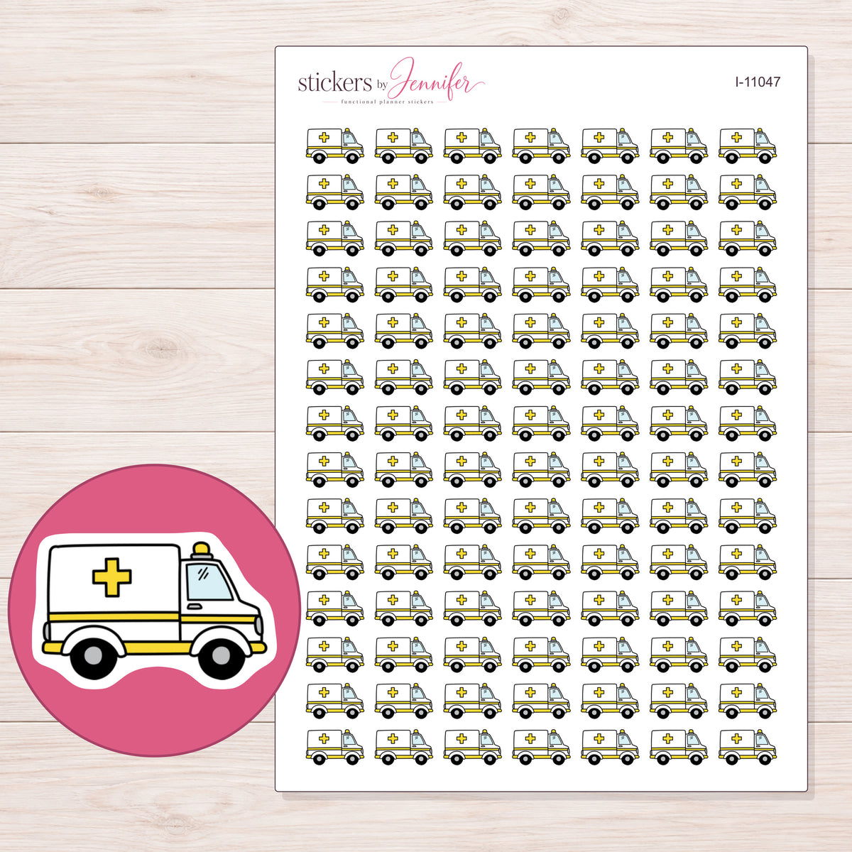 I-11047 planner sticker sheet with enlarged sticker detail