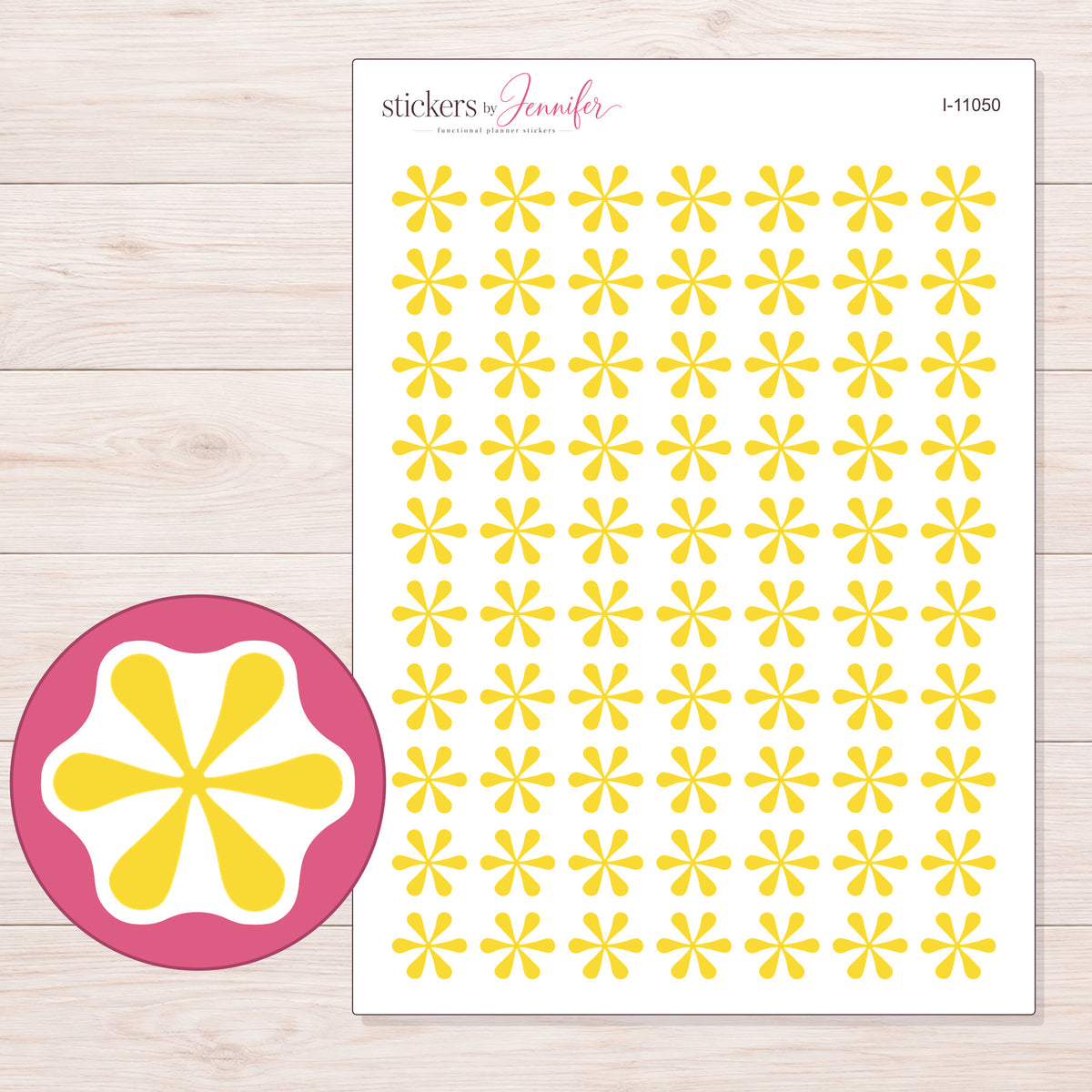 I-11050 planner sticker sheet with enlarged sticker detail