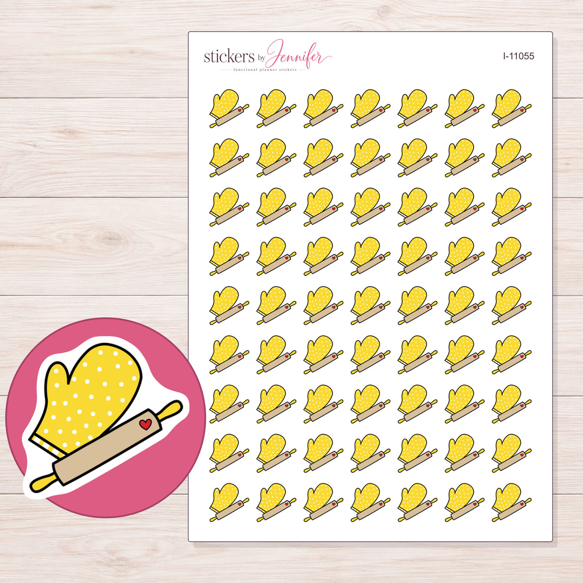 I-11055 planner sticker sheet with enlarged sticker detail