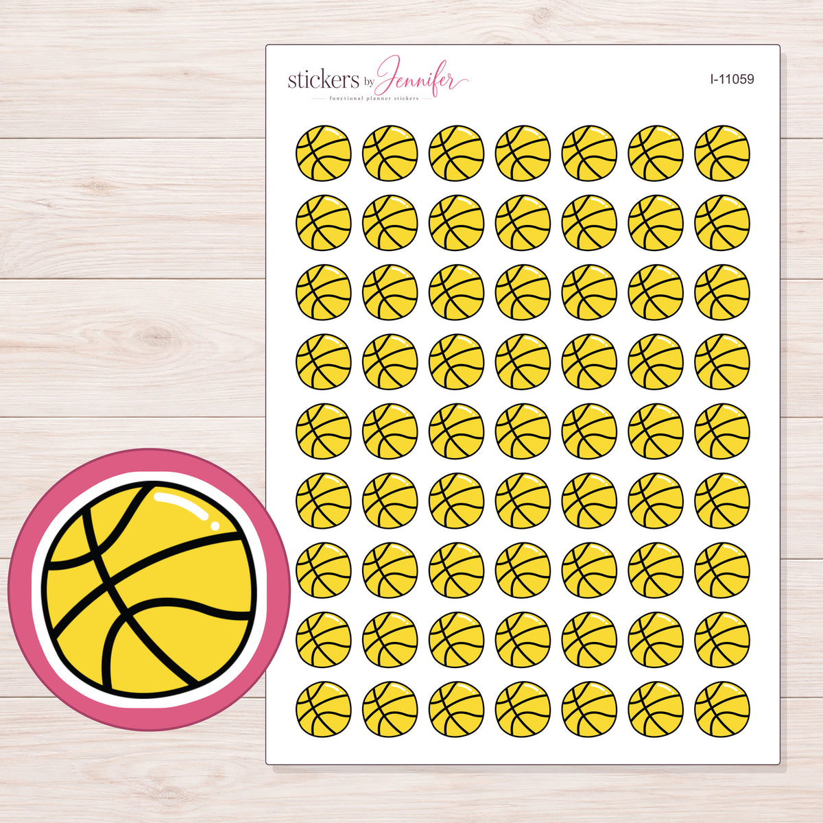 I-11059 planner sticker sheet with enlarged sticker detail