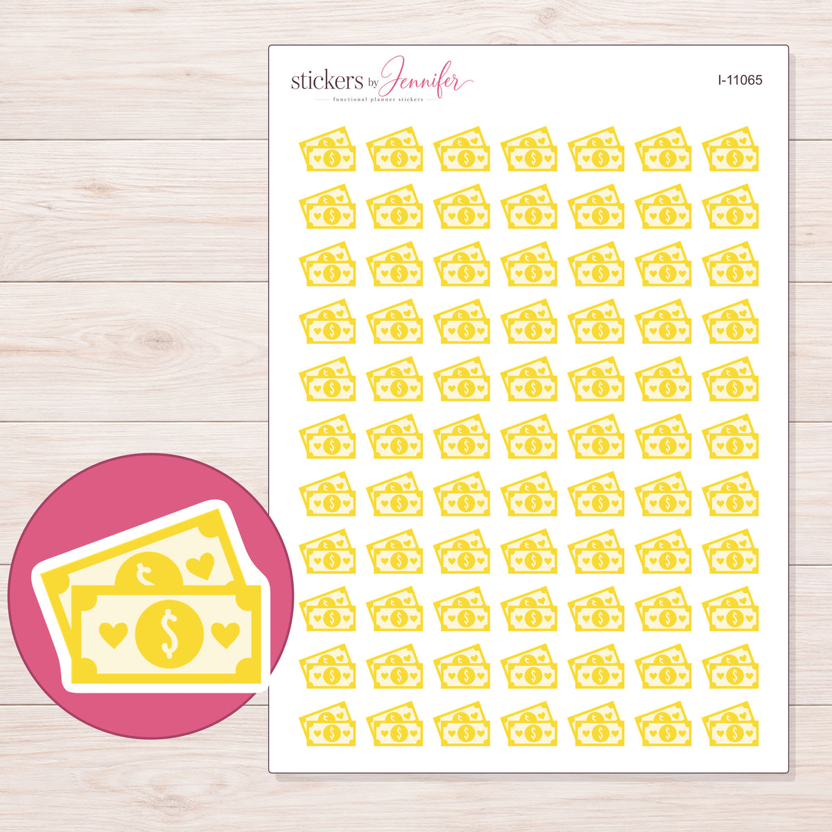 I-11065 planner sticker sheet with enlarged sticker detail