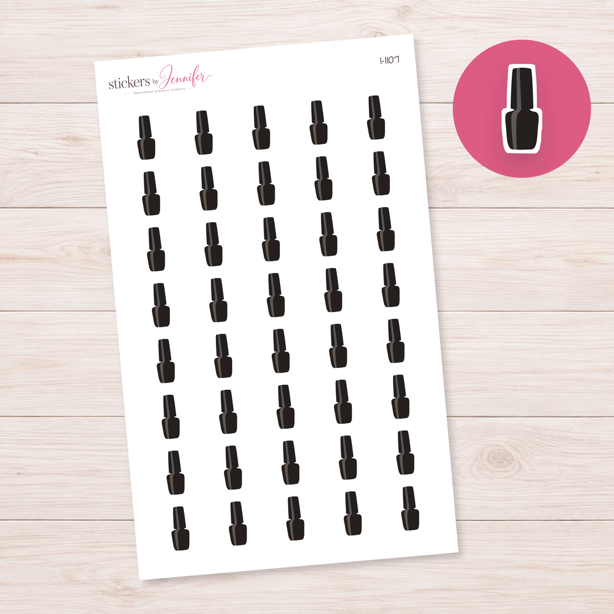 Black Nail Polish Planner Stickers | I-1107