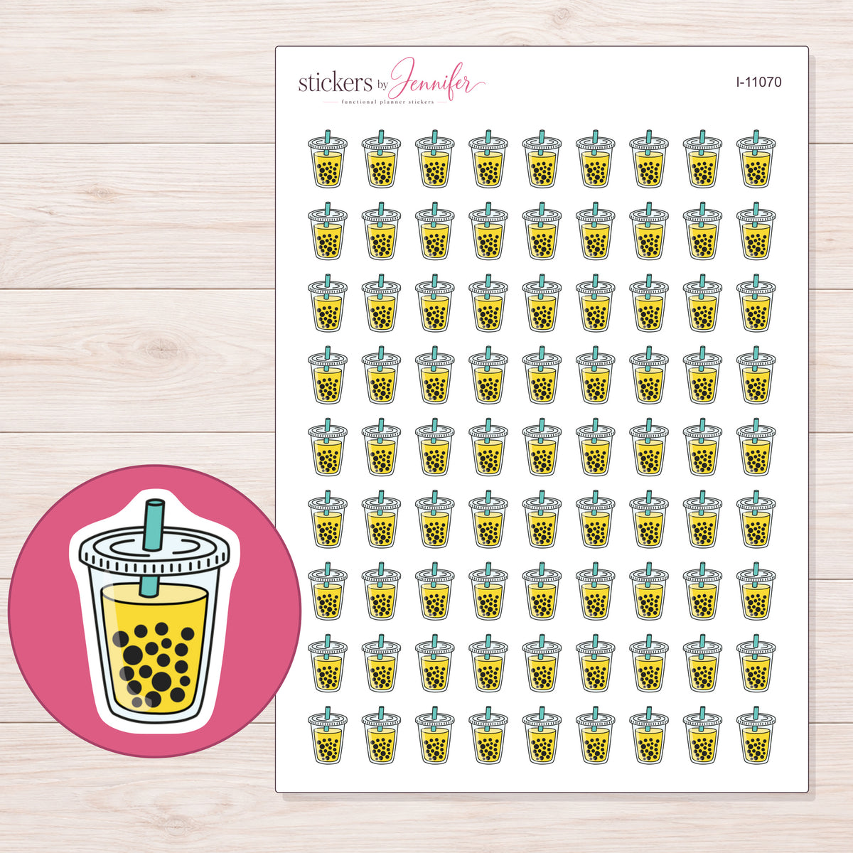 I-11070 planner sticker sheet with enlarged sticker detail