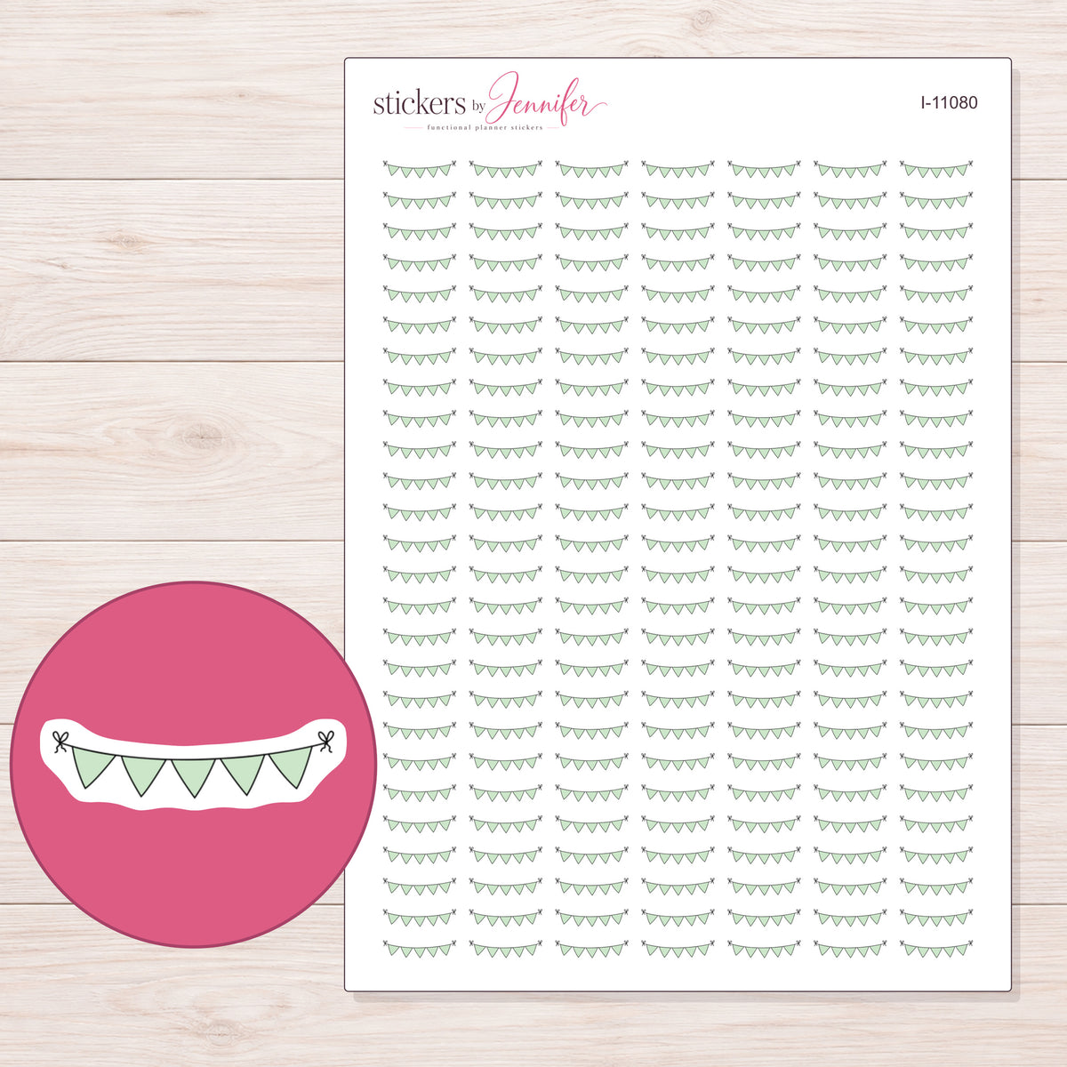 I-11080 planner sticker sheet with enlarged sticker detail