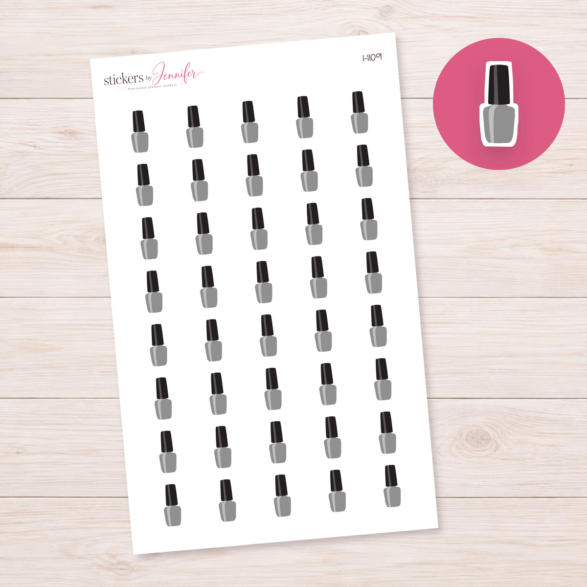 Gray Nail Polish Planner Stickers | I-1109