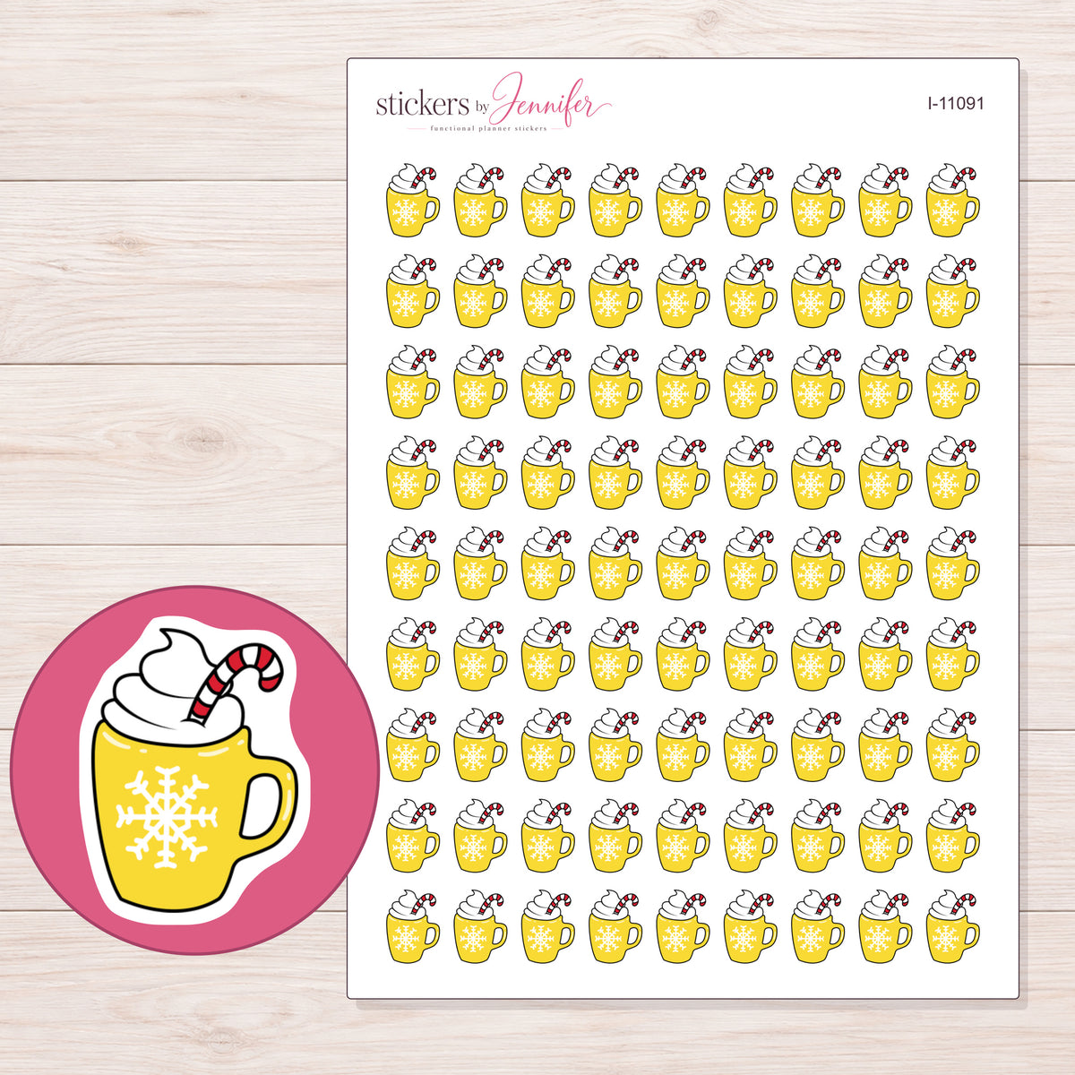 I-11091 planner sticker sheet with enlarged sticker detail